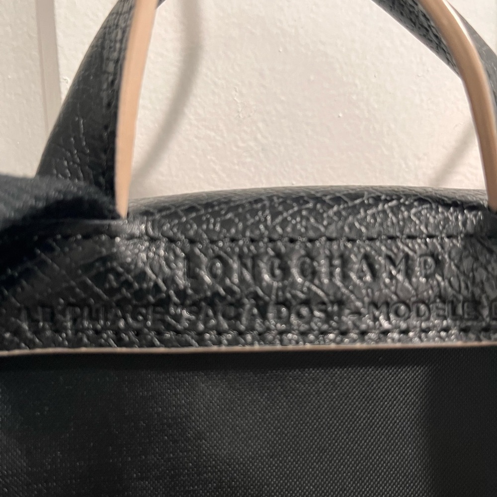 Longchamp Le Pliage Black Backpack with Black Leather Trim - Picture 5 of 11